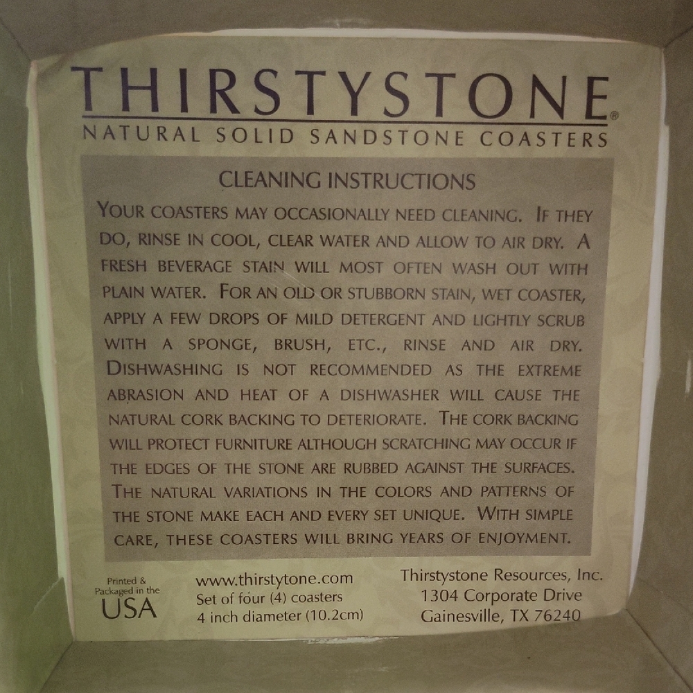 Coasters Thirstystone Monogram Coasters, All Natural Stone, Drink Absorbent - Picture 8 of 11